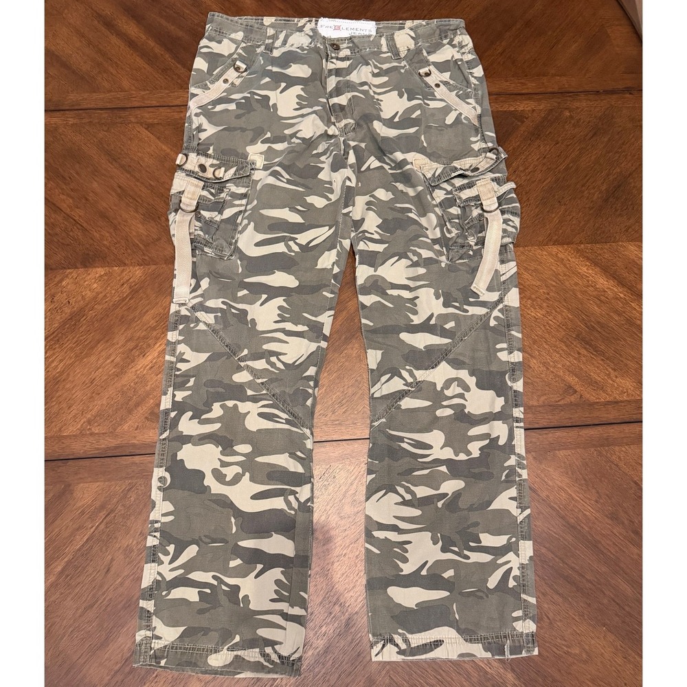 Free Elements Jeans Mens 38x31 Camo Cargo Pants Green Tan Cotton Utility RAB869